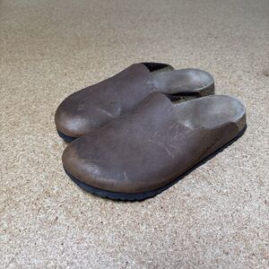 Birkenstock Birki Amsterdam 39 Womens 8 Brown Leather Clogs Mules Slides
